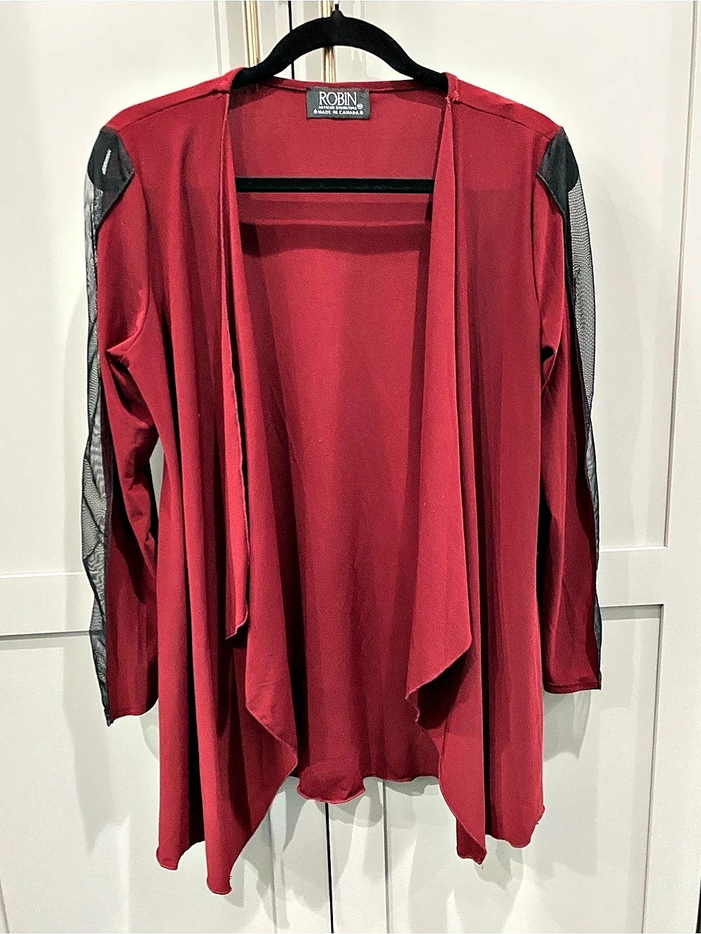 Robin Draped Cape Cardigan in Red & Black